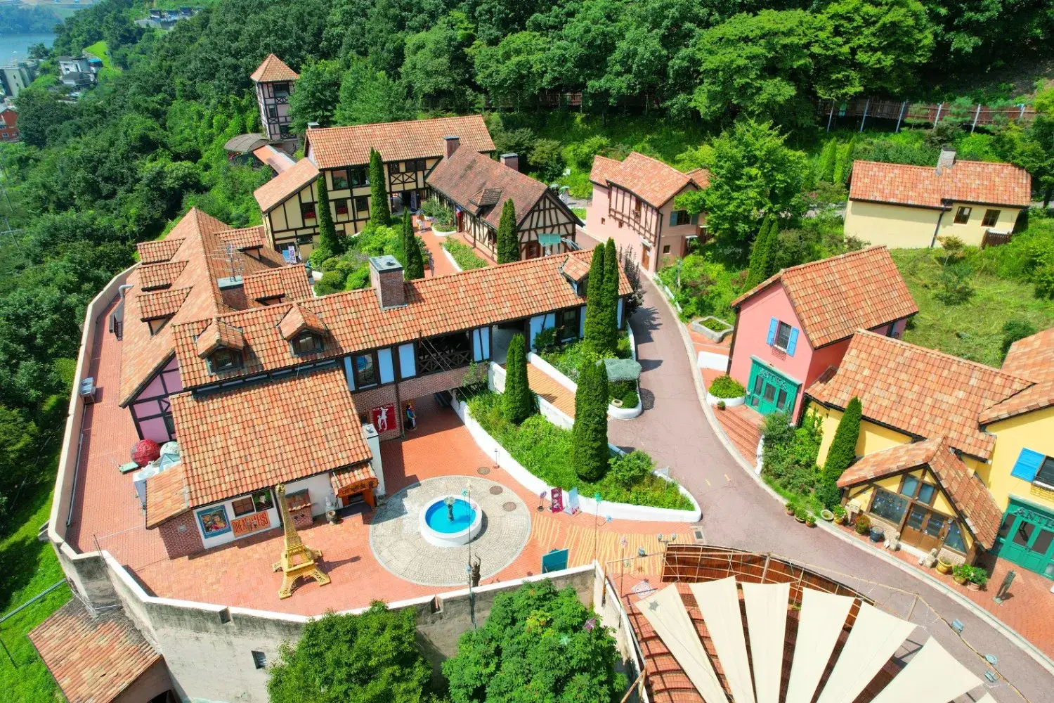 Petite France in Gapyeong, Gyeonggi Province, South Korea, featuring charming European-style architecture, colorful buildings, peaceful gardens, and one of Korea's most popular cultural and family-friendly attractions.
