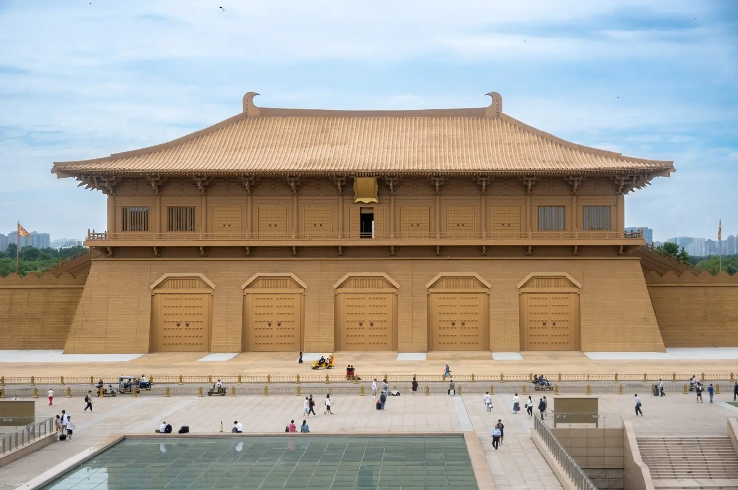 Hanyuan Hall at Daming Palace National Heritage Park in Xi'an, China, featuring the grand Tang Dynasty palace architecture, one of the most significant imperial palace complexes and historical landmarks in Chinese history.